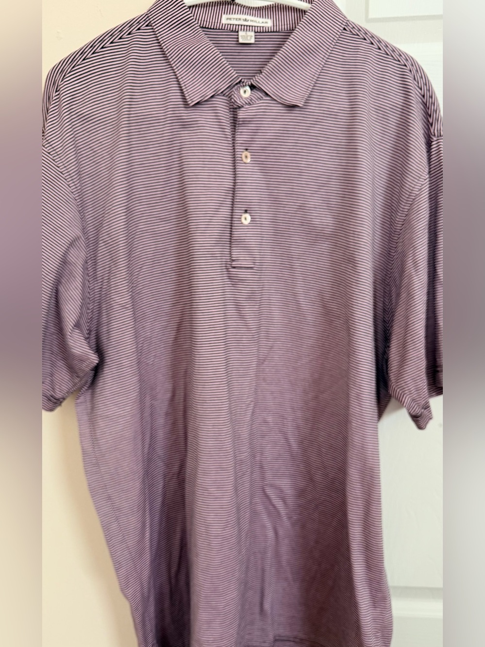 Peter‎ Millar Striped 100% Cotton Mens L Short Sleeve Polo Shirt